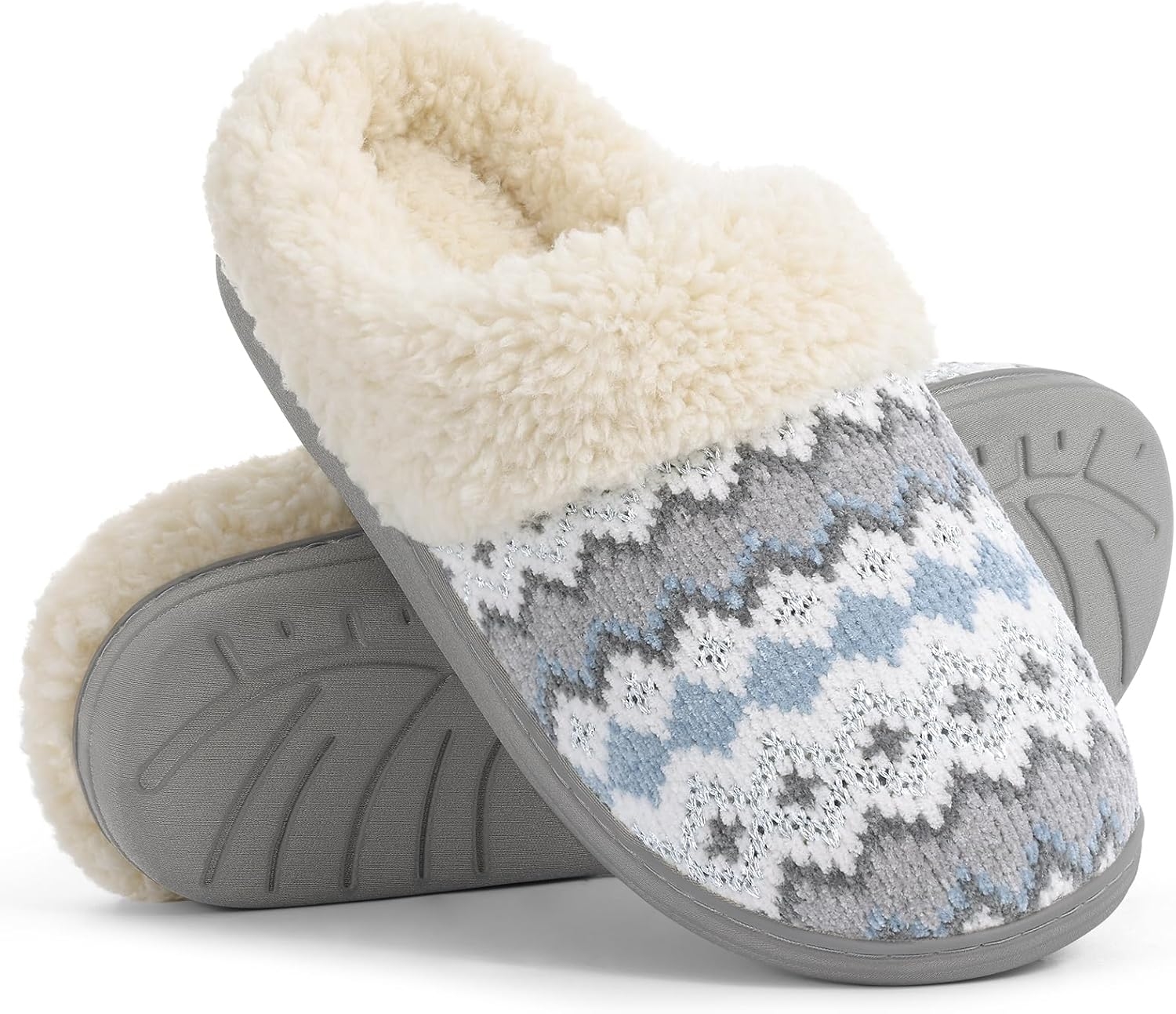 695a32cfbb4141afc3aefc2a1a44e082f03625c986b302e69f068.jpg Evshine Warm Knit House Slippers for Women Comfy Wool-Like Lined Chenille Slippers with Memory Foam and Indoor Outdoor Soles