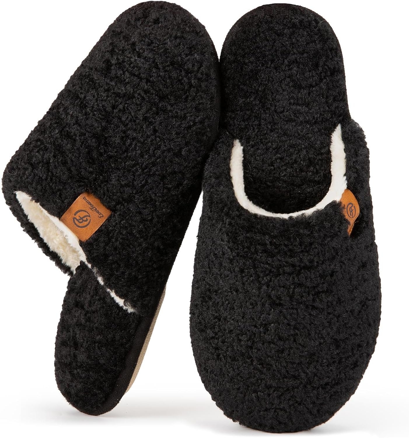 EverFoams Women's Fuzzy Slip-on Slippers Warm Cozy Soft Lightweight Memory Foam Indoor House Shoes