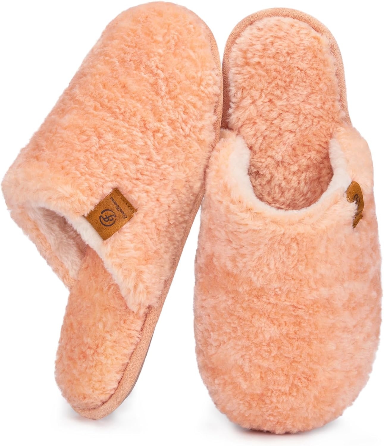 EverFoams Women's Fuzzy Slip-on Slippers Warm Cozy Soft Lightweight Memory Foam Indoor House Shoes