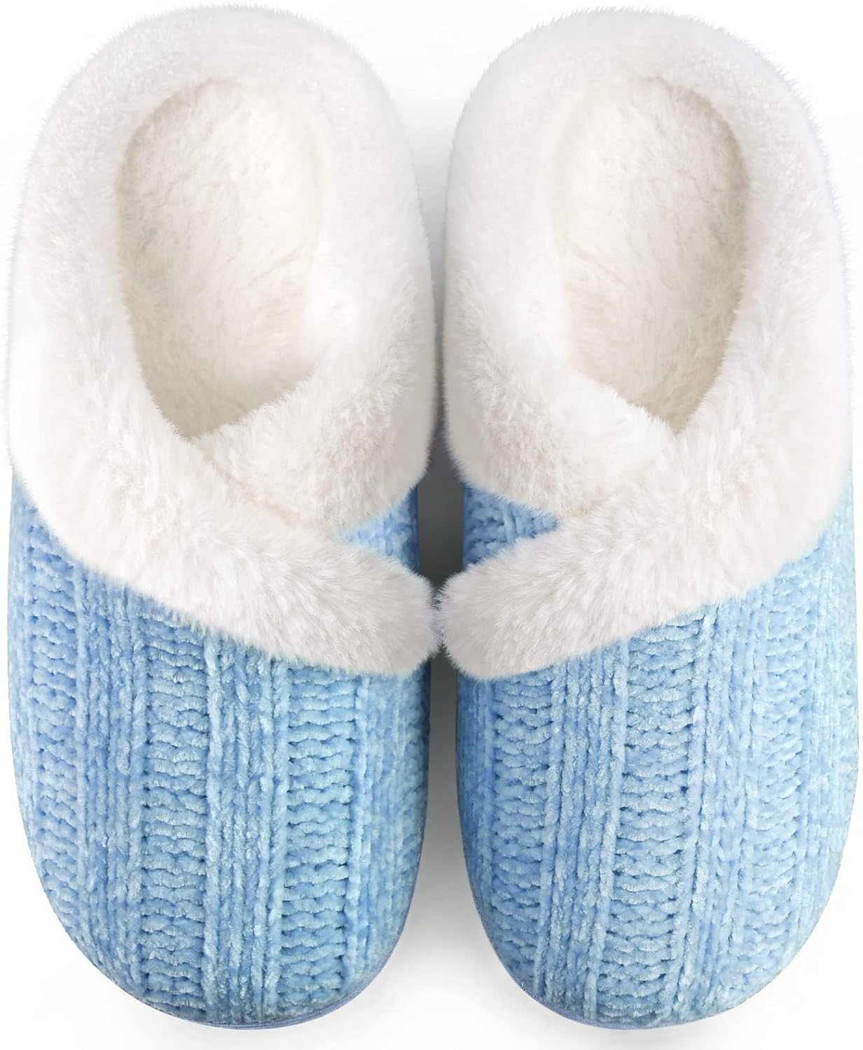 Slippers for Women Fuzzy House Slip on Indoor Outdoor Bedroom Furry Fleece Lined Ladies Comfy Memory Foam Female Home Shoes Anti-Skid Rubber Hard Sole