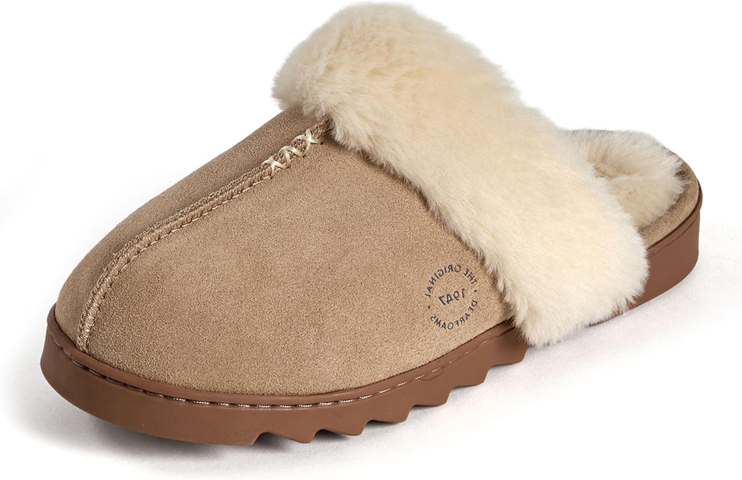 womens Fuzzy Memory Foam Genuine Suede Helena Scuff