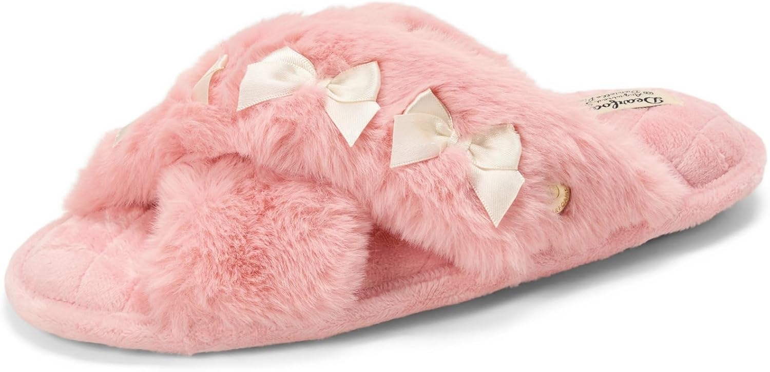 Women’s Acquired Style & Danielle Pheloung Exclusive Memory Foam Jessica Cozy Bow Cross Band Slide Slippers