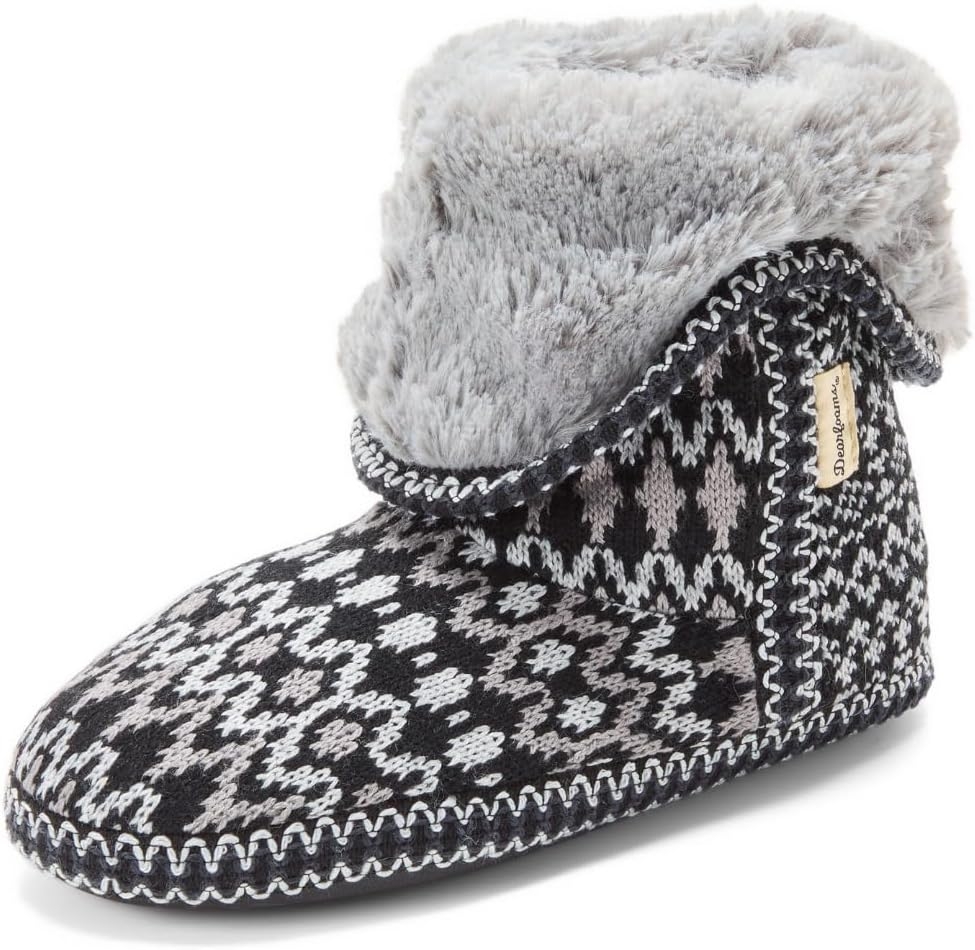 Womens Fuzzy Memory Foam Beth Bedroom Bootie Slipper Sock With Grippers