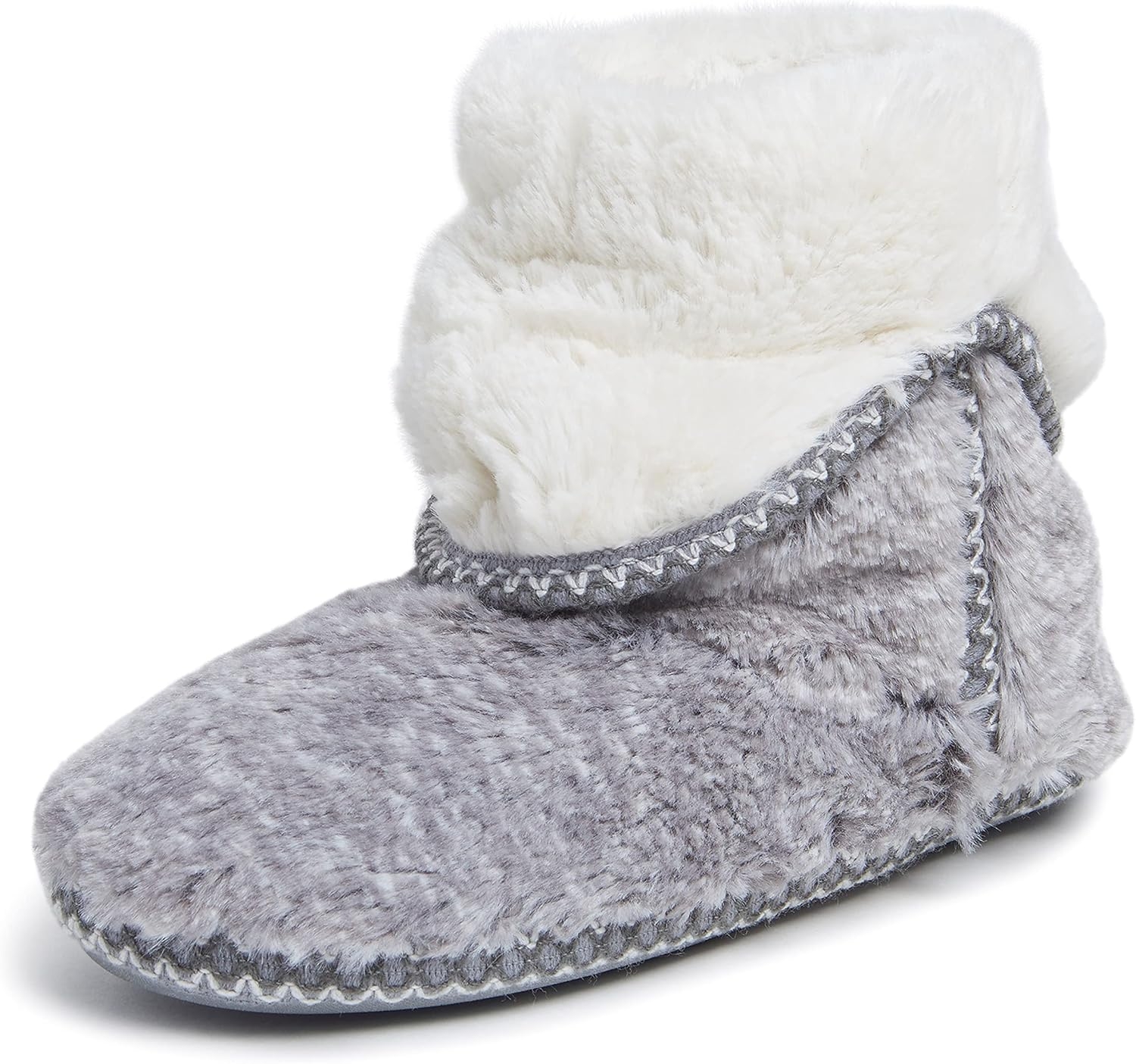 Womens Fuzzy Memory Foam Beth Bedroom Bootie Slipper Sock With Grippers