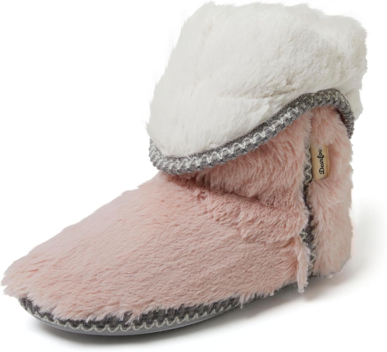Womens Fuzzy Memory Foam Beth Bedroom Bootie Slipper Sock With Grippers